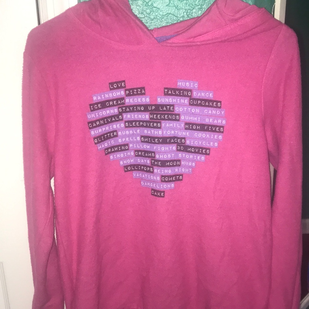 XHILARATION Pink hoodie with a an image & wording!